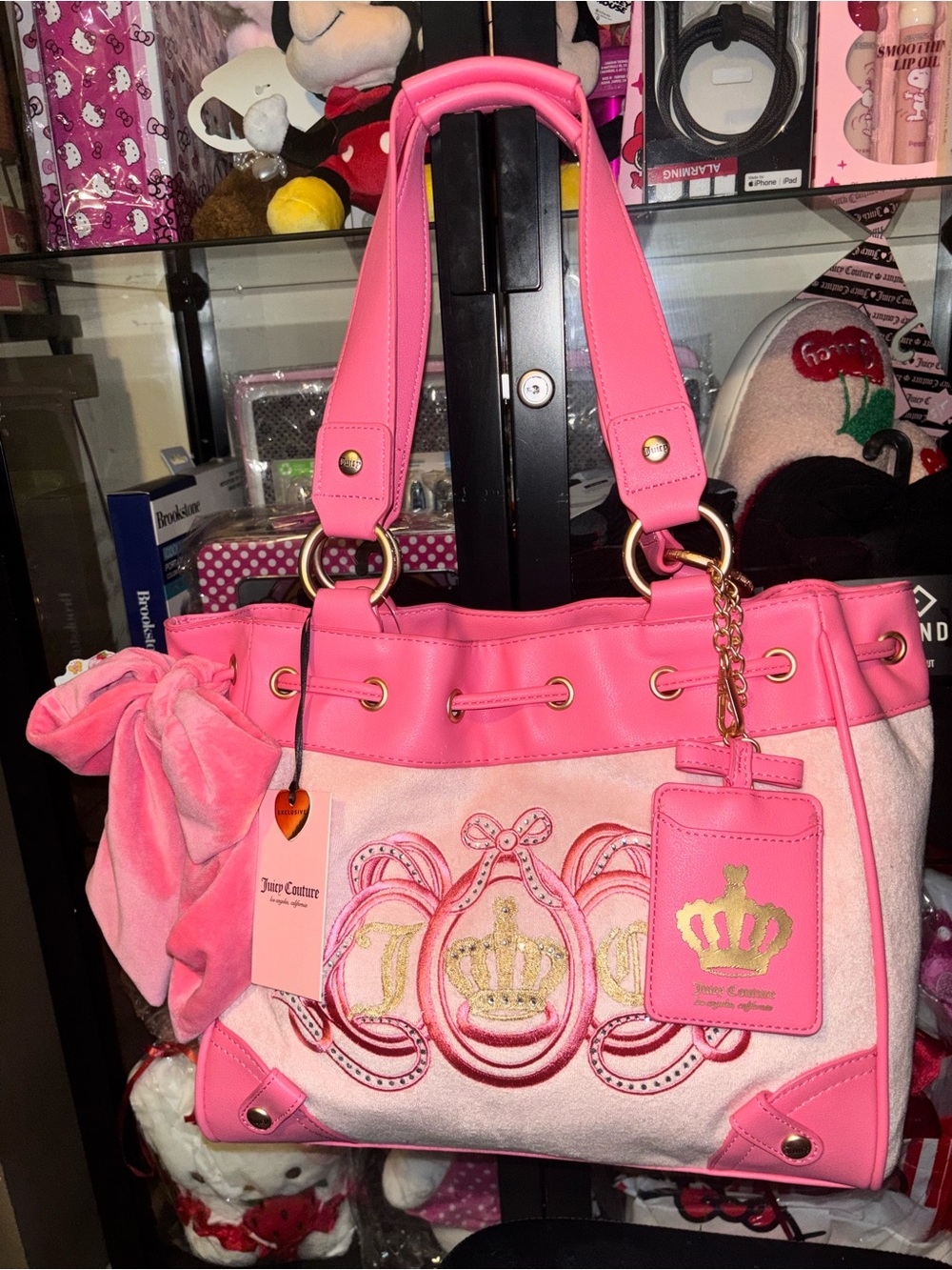Juicy Couture Hot Pink and Light Pink Crown Tote